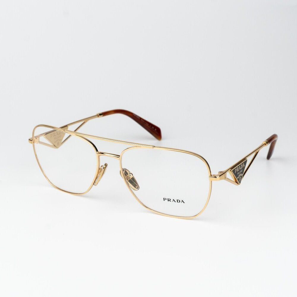 Prada Men Eyeglasses Gold Rectangle PRB50V 5AK1O1 NEW AUTHENTIC
